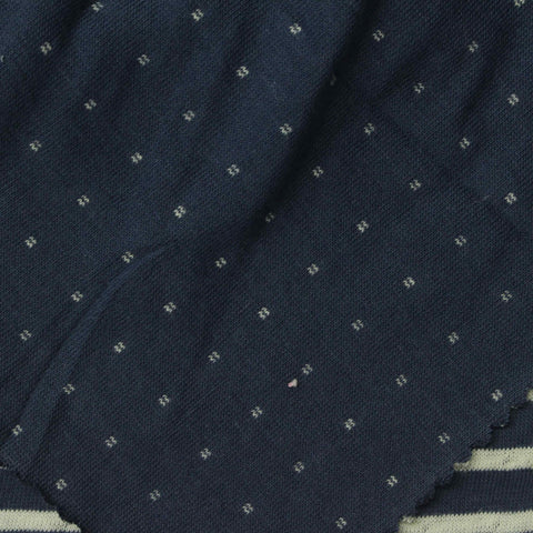 Navy Horizontal-Stripe Interlock Knit, Cotton, 210 gsm