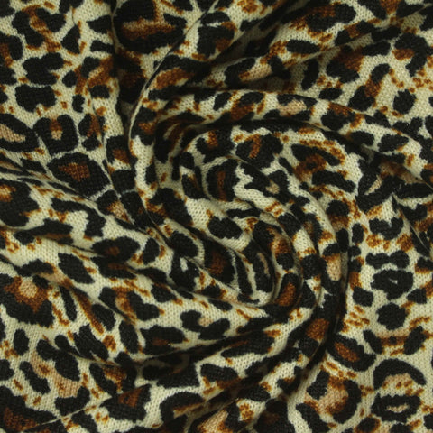 Black Leopard Jersey Knit, Polyester, 180 gsm