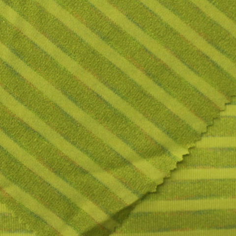 Lime Horizontal-Stripe Rib Knit, Viscose-Nylon