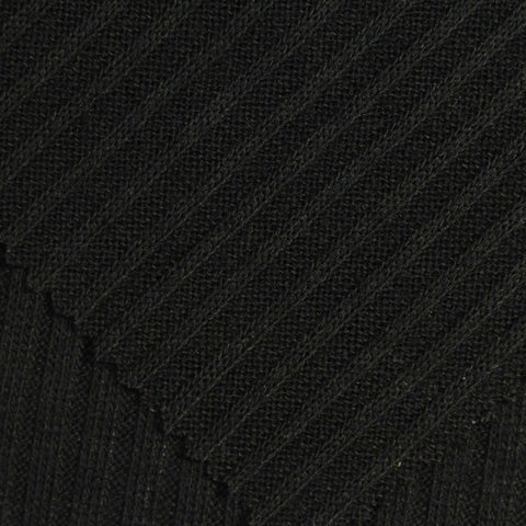 Black Ribbed Rib Knit, Poly-Viscose