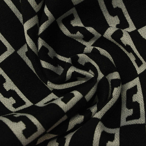 Jacquard Polyester Viscose Stretch Knit Fabric, 220 gsm, 160 cm — Black