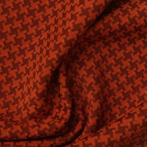 Orange Houndstooth Interlock Knit, Poly-Cotton