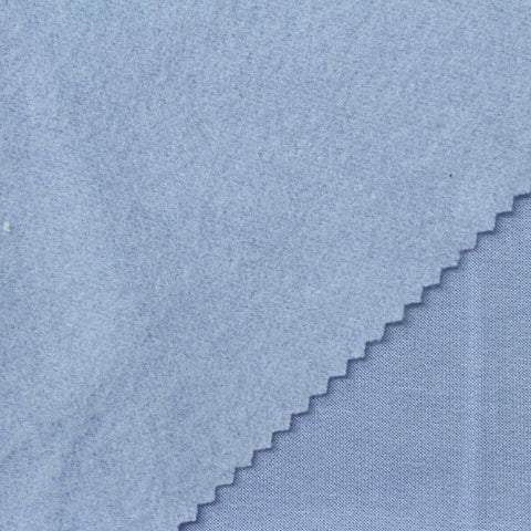 Brushed Modal Polyester Stretch French Terry Fabric, 230 gsm, 165 cm — Blue