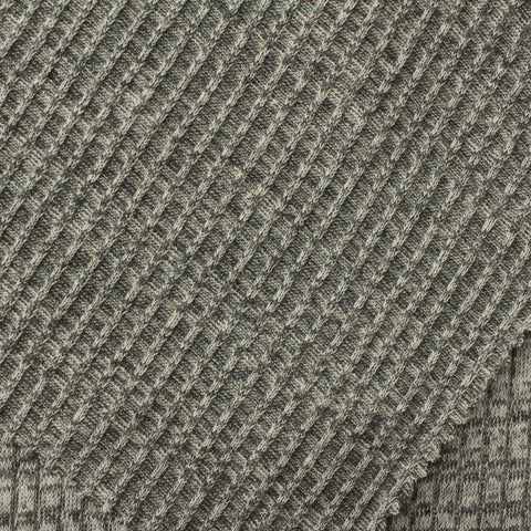 Heathered Grey Marl Rib Knit, Cotton-Poly, 215 gsm