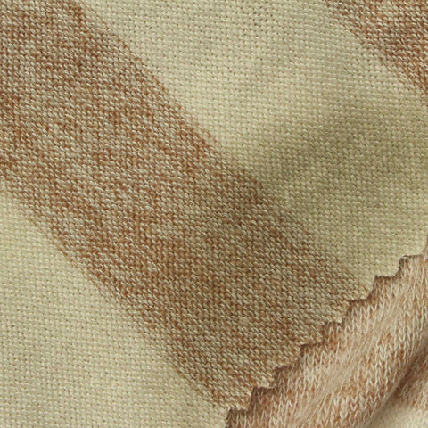 Cream Horizontal-Stripe Chunky Knit, Viscose-Poly, 188 gsm