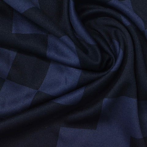 Dark Blue Geometric Interlock Knit, Polyester