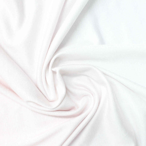 White Horizontal-Stripe Jersey Knit, Viscose, 200 gsm, 170 cm