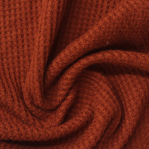 Polyester Viscose Stretch Waffle Knit Fabric, 272 gsm, 170 cm — Red