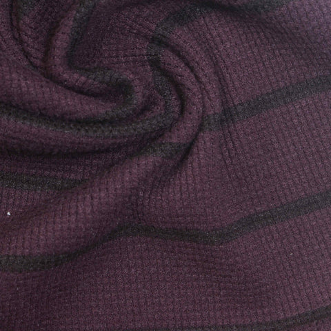 Dark Purple Horizontal-Stripe Waffle Knit, Polyester