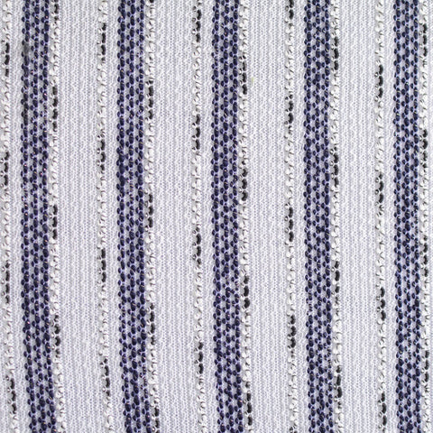 White Vertical-Stripe Chunky Knit, Poly-Metallic