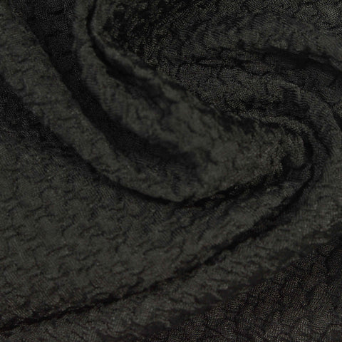 Jacquard Polyester Stretch Warp Knit Fabric, 190 gsm, 130 cm — Black