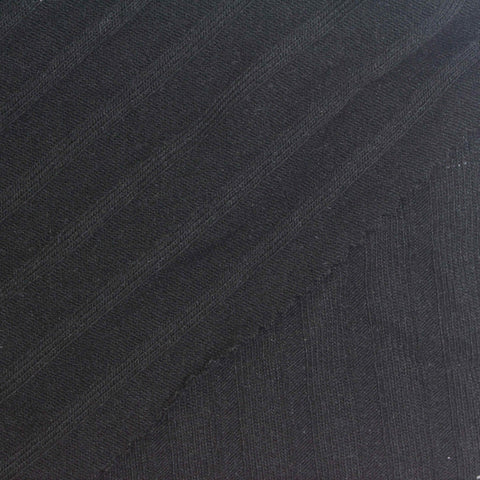 Dark Grey Herringbone Rib Knit, Poly-Viscose