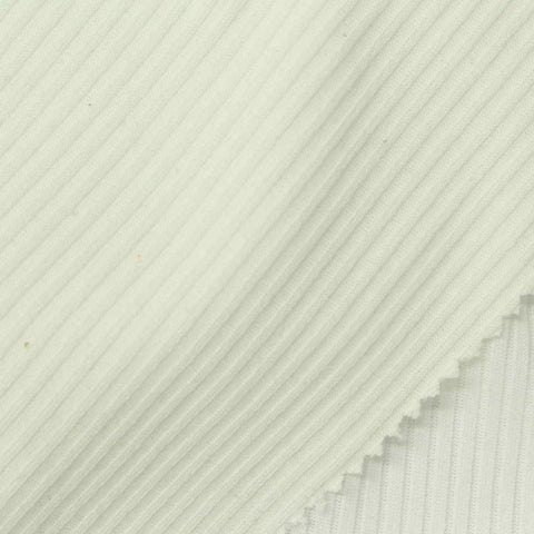 Polyester Stretch Rib Knit Fabric, 250 gsm, 166 cm — White