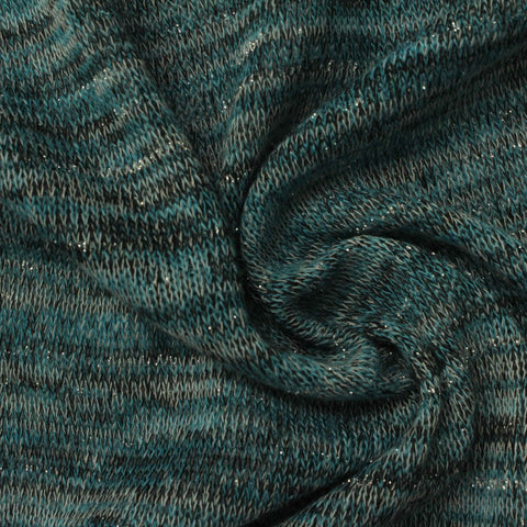 Polyester Metallic Stretch Chunky Knit Fabric, 175 gsm, 160 cm — Green