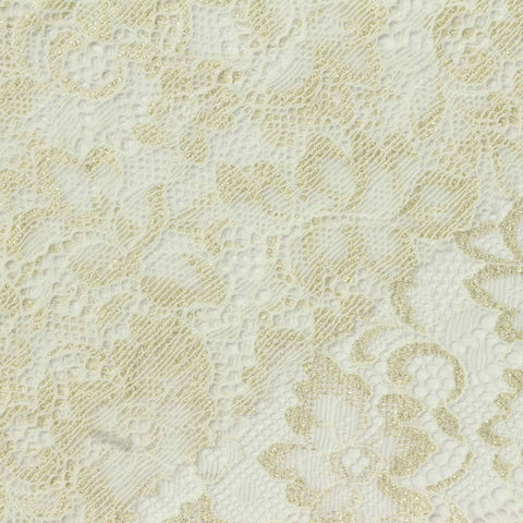 Gold Glitter-Floral Lace, Nylon-Spandex