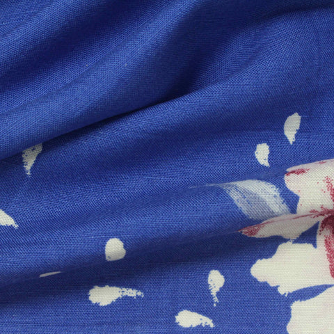 White Floral Woven, Linen-Viscose