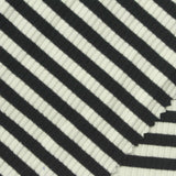 Black Horizontal-Stripe Rib Knit, Poly-Viscose, 360 gsm — photo 1