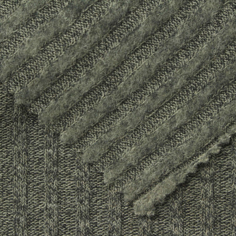 Dark Grey Marl Rib Knit, Poly-Viscose, 255 gsm