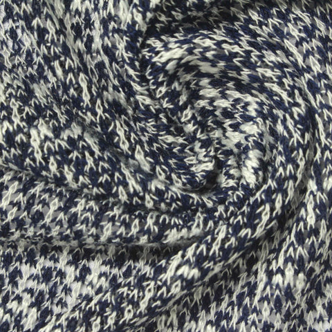 Navy Geometric Chunky Knit, Poly-Viscose, 180 gsm