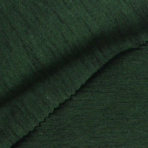 Dark Green Heather Jersey Knit, Cotton-Poly