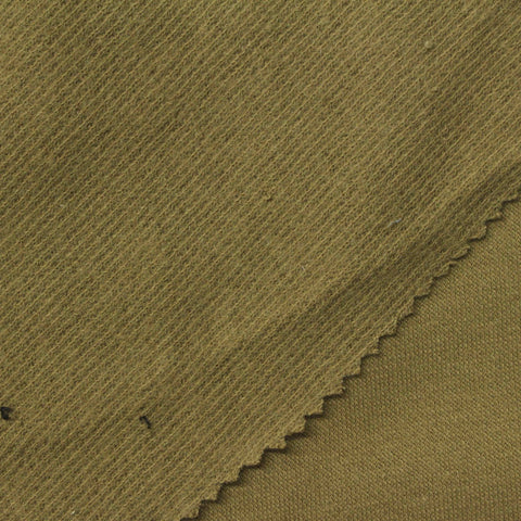 Brushed Polyester Cotton Rib Knit Fabric, 300 gsm, 166 cm — Khaki