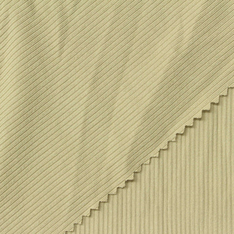 Brushed Polyester Stretch Rib Knit Fabric, 190 gsm, 165 cm — Khaki