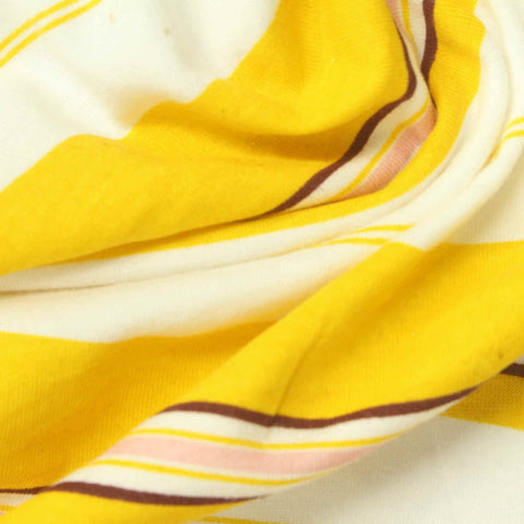 Yellow Horizontal-Stripe Jersey Knit, Cotton-Poly, 150 gsm