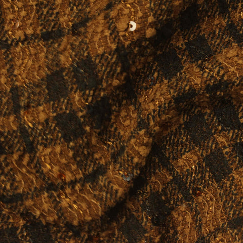 Brown Textured-Plaid Warp Knit, Polyester