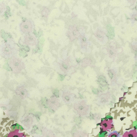 Purple Floral Jersey Knit, Viscose, 180 gsm