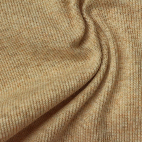 Light Brown Marl Rib Knit, Poly-Cotton