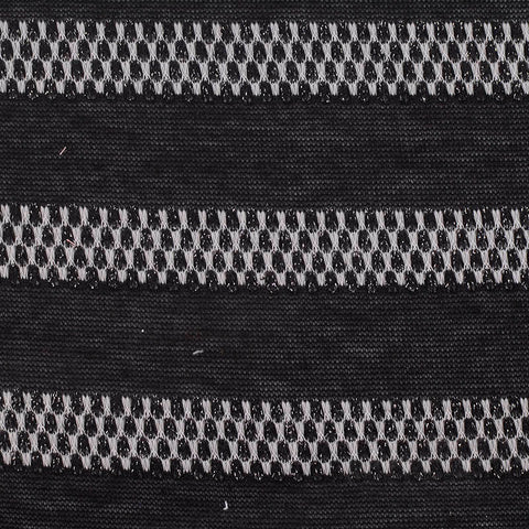 Black Horizontal-Stripe Chunky Knit, Poly-Metallic, 129 gsm