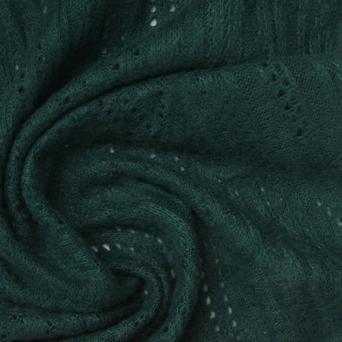 Dark Green Vertical-Eyelet Pointelle Knit, Poly-Cotton