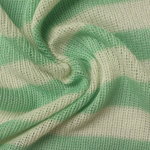 Green Stripes Rib Knit, Polyester