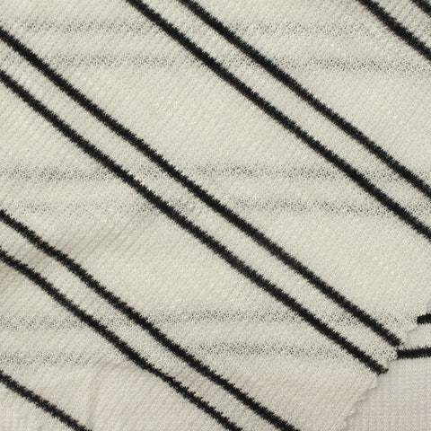 Black Horizontal-Stripe Chunky Knit, Viscose, 105 gsm