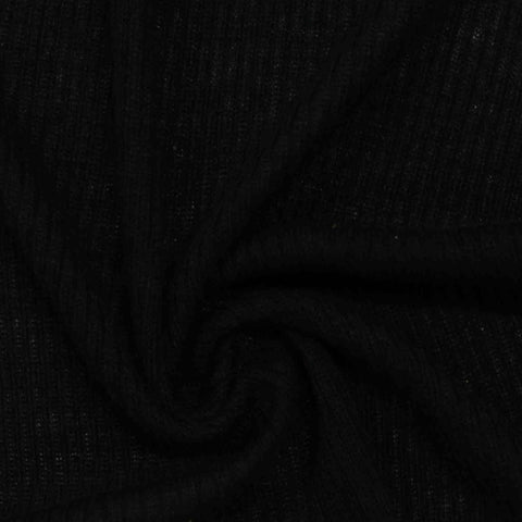 Dark Grey Marl Rib Knit, Poly-Viscose, 162 gsm