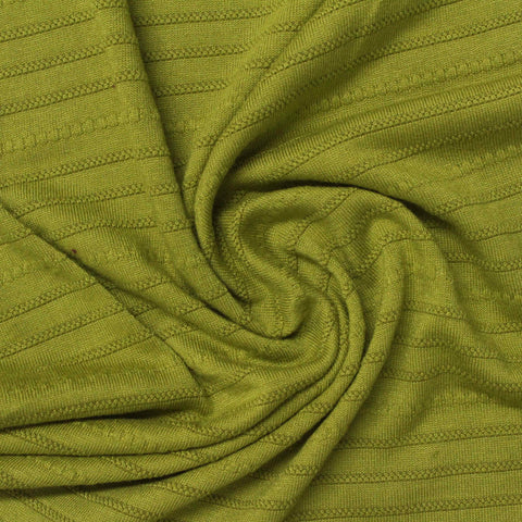 Green Horizontal-Stripe Jacquard, Viscose-Poly
