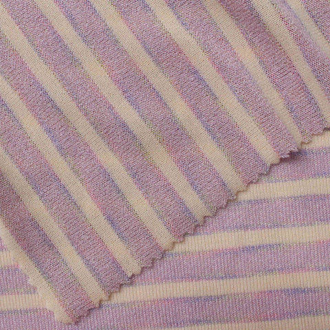 Striped Viscose Nylon Jersey Knit Fabric, 137 gsm, 155 cm — Beige