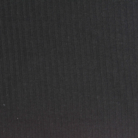 Polyester Viscose Stretch Rib Knit Fabric, 215 gsm, 155 cm — Black