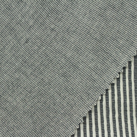 Dark Grey Vertical-Stripe Jersey Knit, Cotton-Viscose