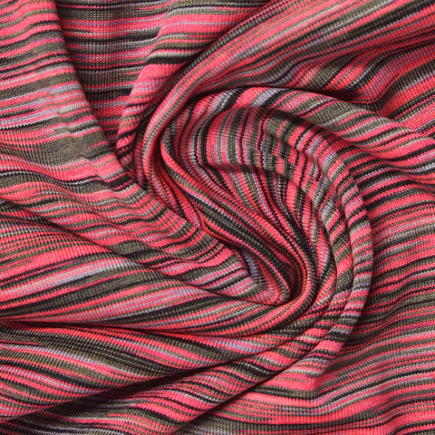 Pink Horizontal-Stripe Jersey Knit, Polyester, 180 gsm