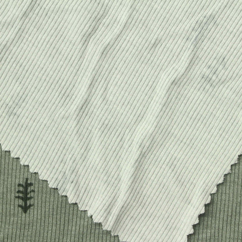 Floral Viscose Stretch Rib Knit Fabric, 262 gsm, 130 cm — Green