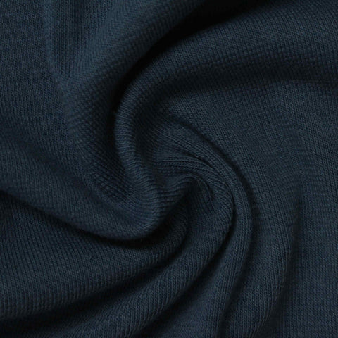 Polyester Cotton Stretch Rib Knit Fabric, 425 gsm — Navy