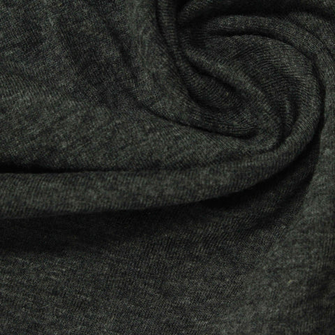 Dark Grey Heathered-Marl Jersey Knit, Cotton-Poly, 150 gsm, 160 cm