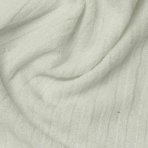 Polyester Stretch Rib Knit Fabric, 282 gsm, 159 cm — White