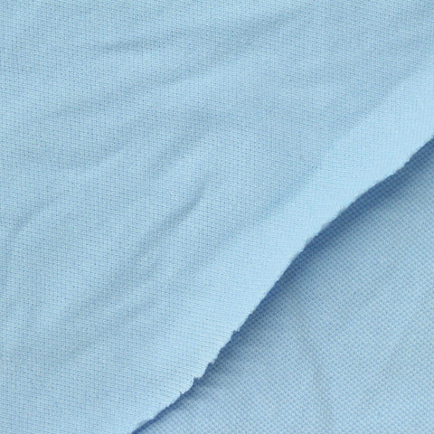 Cotton Stretch Piqué Knit Fabric, 190 gsm, 185 cm — Blue