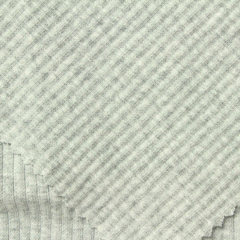 Light Grey Marl Rib Knit, 260 gsm, 110 cm