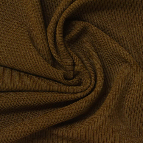 Modal Stretch Rib Knit Fabric, 240 gsm, 150 cm — Brown