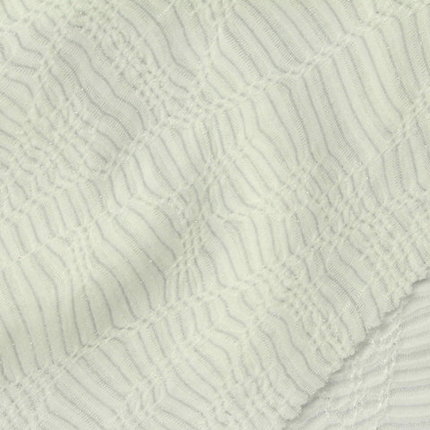 Jacquard Polyester Metallic Stretch Jersey Knit Fabric, 114 gsm, 160 cm — White