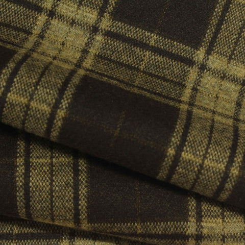 Dark Brown Plaid Interlock Knit, Polyester, 294 gsm