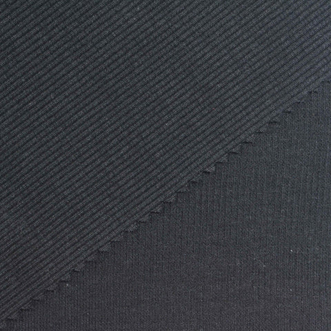 Charcoal Ribbed Rib Knit, Cotton-Poly